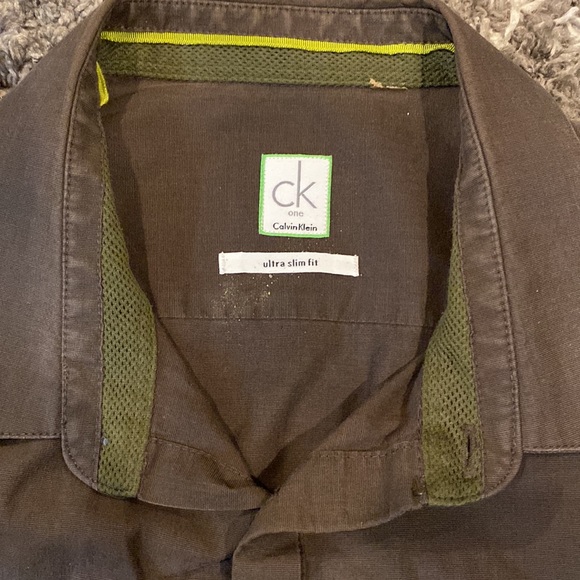 Mens Calvin Klein Green Shirt Sz Large - Picture 2 of 8